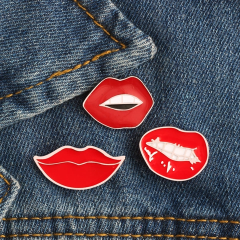 Lip Brooch Roter Mund Anstecknadel Legierung Emaille Abzeichen Lustiger Ausdruck Dekoration Für Kleidung Cartoon