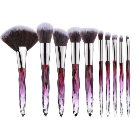 Makeup Brushes Crystal Diamond Cut Handle Synthetic Fiber Professional Face Eye Beauty Tool Gradient Iridescent