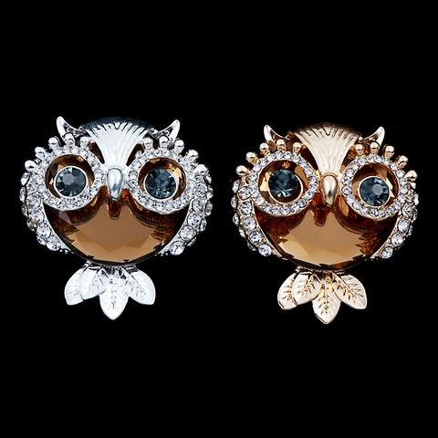 Accesorio De Joyería Búho En Aleación Con Gema Ámbar Facetada Y Ojos De Diamantes Azules Vintage Creativo Para DIY