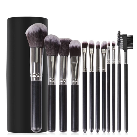 Pennelli Trucco Professionali Per Cipria Ombretto Con Custodia Cilindrica Portatile Setole In Nylon Grip In Plastica