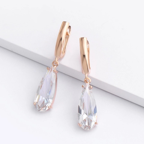 Pendientes Colgantes De Gota De Agua Aleación Chapada En Oro Rosa Circonita Joyería Para Mujer Regalo De Boda