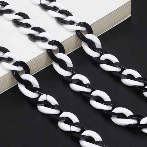Acrylic Resin Glasses Chain Anti-slip Eyewear Strap Large Link Retro Black White Contrast Decorative Holder