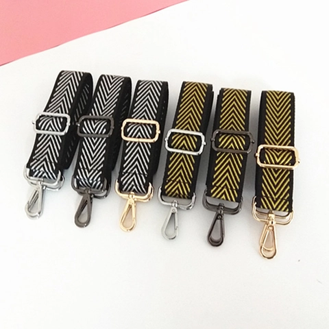 Adjustable Replacement Shoulder Bag Strap Herringbone Pattern Polyester Fabric Metal Buckles Crossbody Backpack Accessory