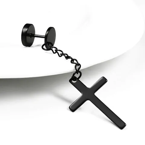 Cross Dangle Stud Earrings Stainless Steel Punk Gothic Long Chain Jewelry For Men Women Fashionable