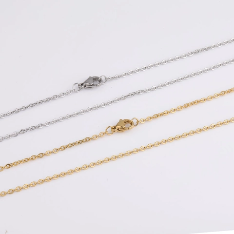 304 Stainless Steel Cable Link Chain Necklace With Lobster Clasp 18K Gold Plated DIY Jewelry Making Findings Basic Minimalist