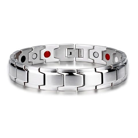 Bracciale per Magnetoterapia in Acciaio Inossidabile da Uomo Bracciale a Maglie Magnetiche per la Salute Oro Argento Gioielli Regalo