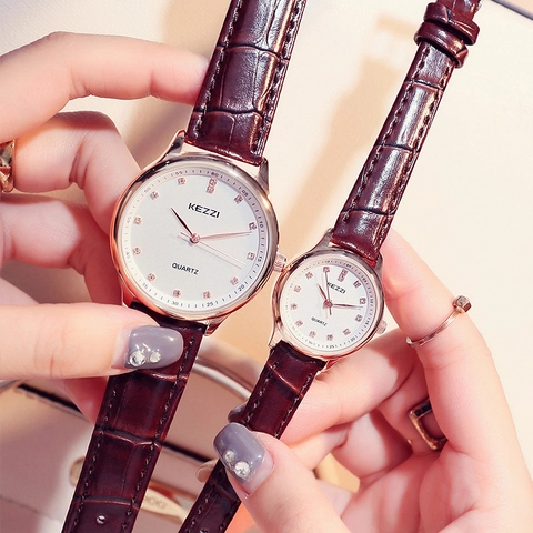 Elegant Women Quartz Watch With Rhinestone Time Markers PU Leather Strap Waterproof Analog Wristwatch Fashion Jewelry