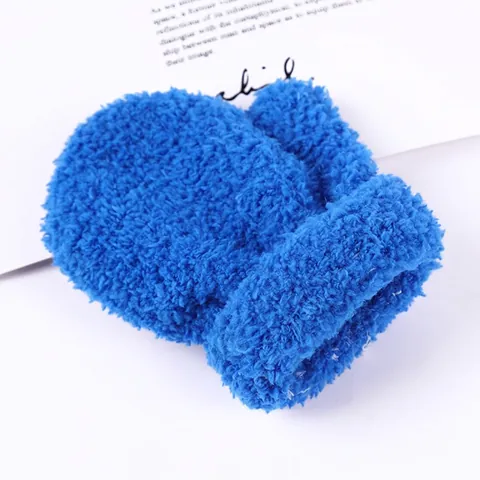 Soft Coral Fleece Children's Mittens Winter Thick Warm Plush Full Finger Gloves For Kids Toddlers Baby Outdoor Cold Protection