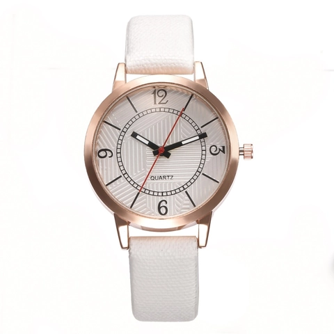 Women Quartz Watch Minimalist Rose Gold Alloy Case Geometric Dial Faux Leather Strap Elegant Fashion Casual Wristwatch