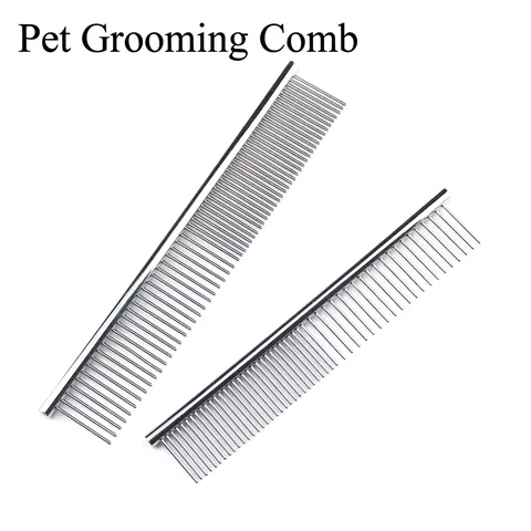 Pettine Per Toelettatura Animali In Acciaio Inossidabile Professionale Cane Gatto Spazzola Argento Denti Arrotondati
