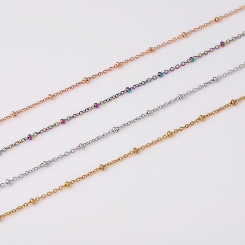 Stainless Steel Bead Chain Necklace Mirror Polished Vacuum Plated Satellite Chain For Men And Women DIY Jewelry Accessory