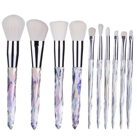 Diamant Kristal Make-up Kwasten Kunststof Handvat Synthetische Vezel Aluminium Buis Poeder Oogschaduw Foundation Blenden Beauty Tools