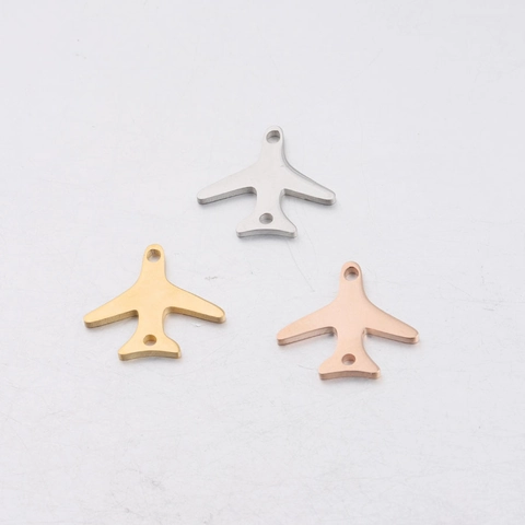 Conectores De Joyería En Forma De Avión Pulidos Espejo 304 Acero Inoxidable Doble Agujero Para Hacer Pulseras