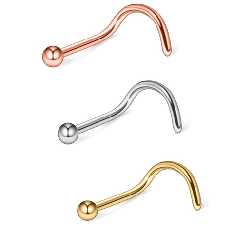 Edelstahl Nasenstecker Kugelende L-Form Schraubentyp Körperpiercing Schmuck Hypoallergen Minimalistisch