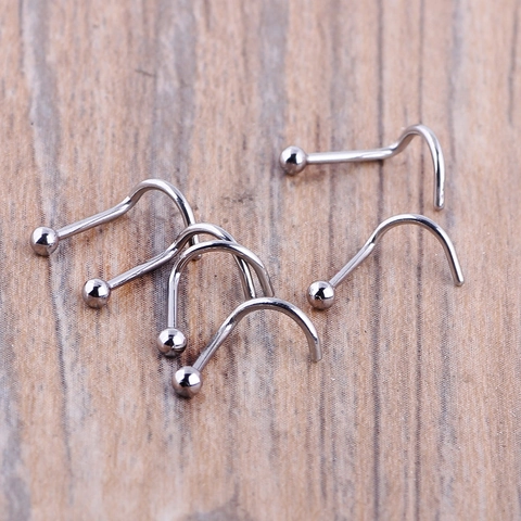 Edelstahl Nasenstecker Kugelende L-Form Schraubentyp Körperpiercing Schmuck Hypoallergen Minimalistisch