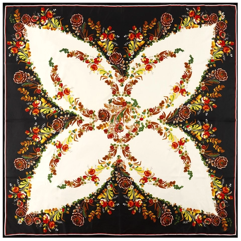 Foulard Carré en Satin avec Imprimé Floral et Papillon Vintage pour Femmes Élégant Châle en Sergé Effet Soie pour Fête Quotidienne