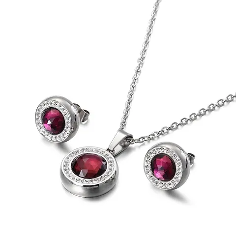 Collana E Orecchini Halo In Zirconia Cubica Rotonda Gioielli In Acciaio Inossidabile Accessorio Sposa