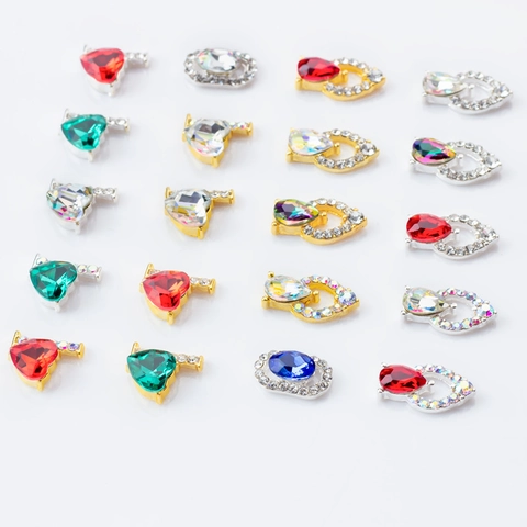 Charms Per Nail Art In Cristallo K9 In Lega Cuore Goccia Strass Gioielli Per Manicure 3D Decorazioni Di Lusso Fai Da Te Accessori