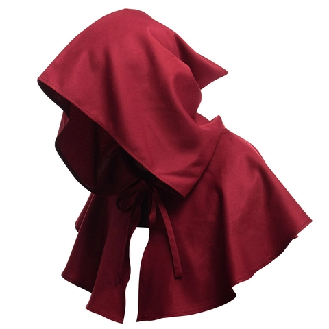 Adult Unisex Medieval Hooded Cloak Halloween Costume Reaper Cape Solid Color Polyester Retro Cosplay Party Performance Cloak