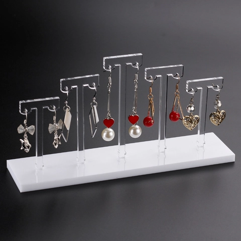 Acrylic Earring Display Stand T-Bar Jewelry Organizer Rack For Studs And Dangles Elegant Showcase For Retail Or Home