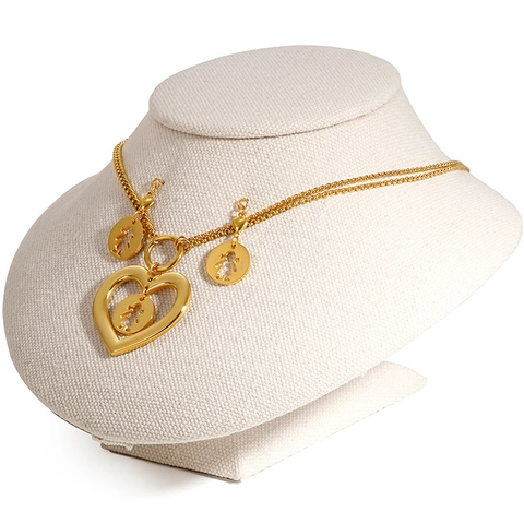 Collar Y Pendientes Con Colgante De Corazón De Acero Inoxidable 316L Joyas Con Silueta De Niña Para Mujer Elegante