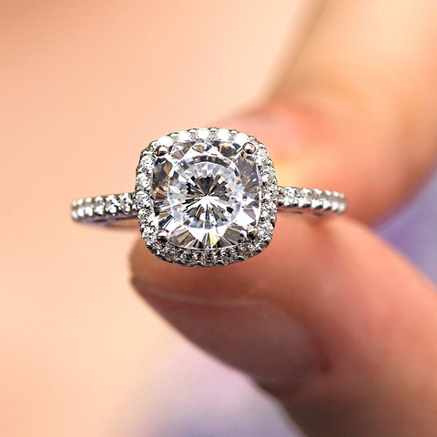 Classic Cushion Cut Zirconia Halo Ring For Women Copper Gold Rose Gold Silver Color Engagement Wedding Jewelry Ring Gift