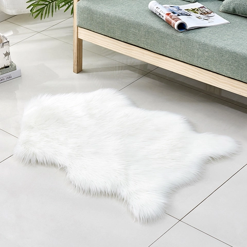 Weicher Kunstpelz Teppich Unregelmäßiger Lammfell Plüschbereich Teppich Für Schlafzimmer Wohnzimmer Sofa Rutschfest Waschbar