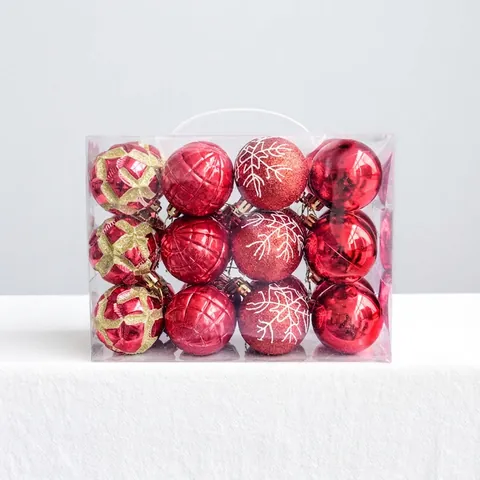 Ornamenti Palline Di Natale Plastica Infrangibile Texture Mista Decorazioni Appese Albero Festa Arredamento Casa