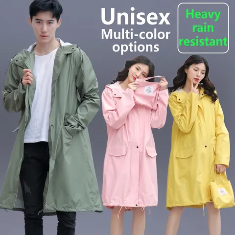 Imperméable À Capuche Mode Polyester Imperméable Longue Coupe-Vent Style Poncho De Pluie Portable Pour Adultes