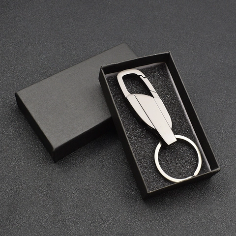 Minimalist Black Paper Gift Box Rectangular Packaging Box With Sponge Insert For Jewelry Keychain Storage Small Gift Wrap