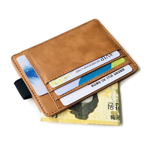 Korean Style PU Leather Card Holder Wallet With Elastic Band Multi Slot Slim Driver's License Cover Minimalist Coin Purse For Unisex