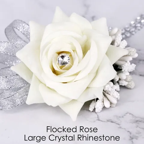 Wedding Wrist Corsage Velvet Rose With Rhinestone Ribbon Bridal Bridesmaid Party Banquet Handmade Bracelet Accessory