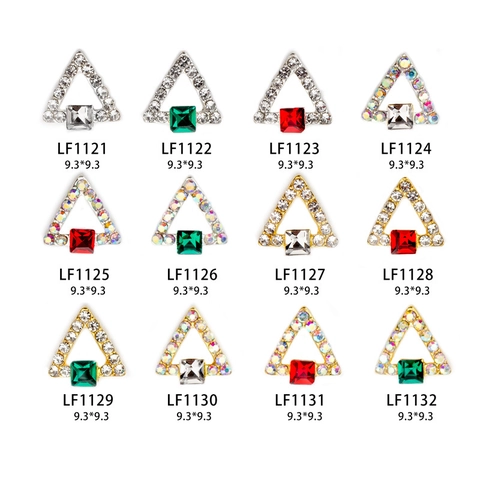 3D Triangle Hollow Nail Art Alloy Decorations Square Rhinestone Crystal Glitter Charms Luxury Manicure Accessories