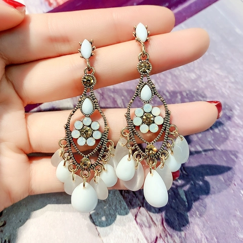 Orecchini Pendenti Con Nappa Barocca Vintage Lega Strass Occhio Di Gatto Con Perno In Argento Sterling 925