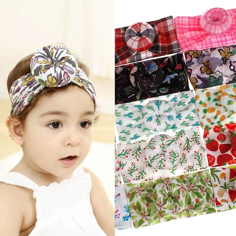 Diademas de Nailon Suave Para Bebé Nudo de Dona Estampado Bohemio Cuadros Floral Fruta Cactus Cintas Elásticas Accesorios de Verano