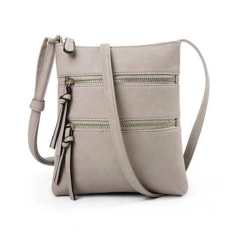 Women Crossbody Bag PU Leather Multi Pocket Zipper Tassel Small Vertical Shoulder Purse Adjustable Strap Casual