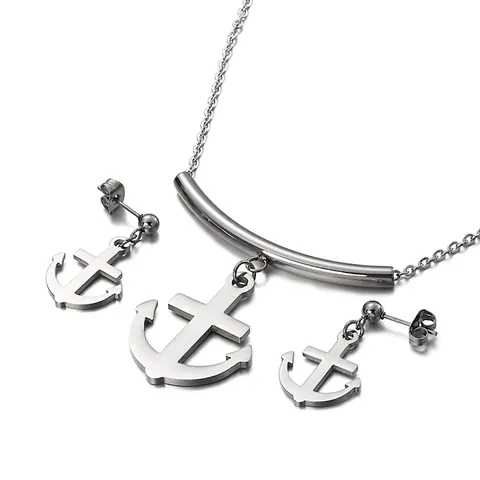 Collana Con Ciondolo A Ancora E Orecchini Acciaio Inossidabile Tema Nautico Gioielli Di Moda Per Donna Lucido Stile Elegante