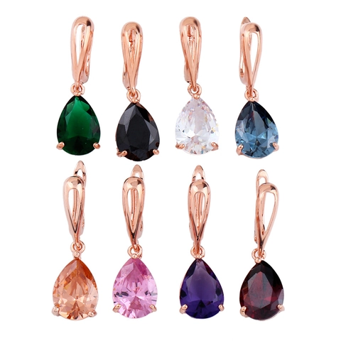 Orecchini A Goccia Rame Placcato Oro Rosa Zirconia Taglio Pera Stile Francese Gioielli Eleganti Regalo Per Donna