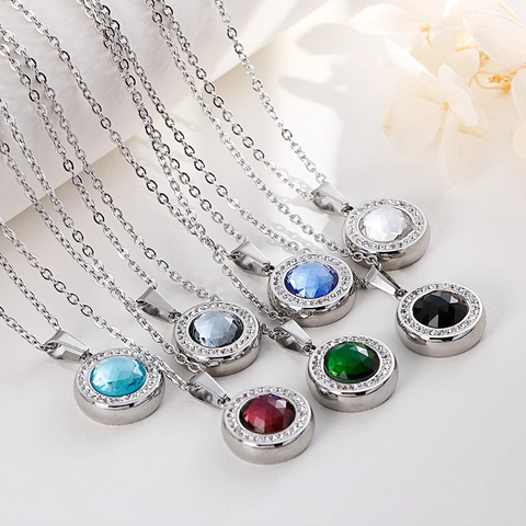 Collana E Orecchini Halo In Zirconia Cubica Rotonda Gioielli In Acciaio Inossidabile Accessorio Sposa