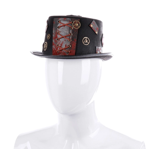 Steampunk Gothic Zylinder Mit Metallzahnrädern Und Lederriemen Vintage Schwarzer Filz Kostümhut Für Halloween Cosplay