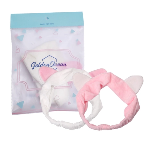 Plush Cat Ear Headband Soft Fleece Elastic Hair Band For Face Washing Makeup Skincare