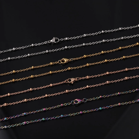 Stainless Steel Bead Chain Necklace Mirror Polished Vacuum Plated Satellite Chain For Men And Women DIY Jewelry Accessory