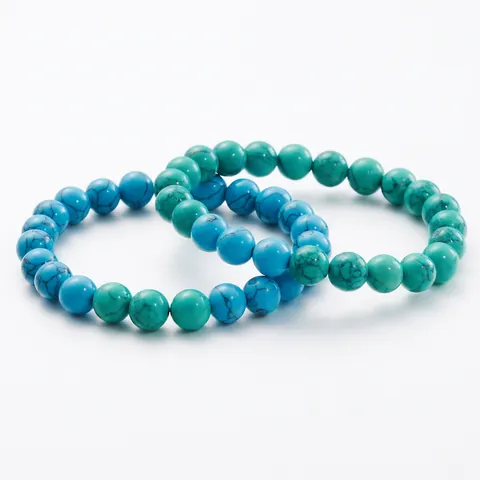 Bracciale Di Perline Turchese Pietra Naturale Perle Tonde Elastico Catena A Mano Boho Etnico Gioielli Per Uomo Donna
