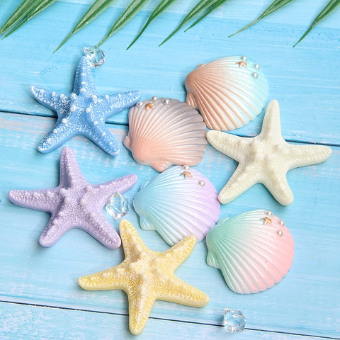 Starfish Seashell Resin Accessories Simulation Marine Ocean Style DIY Fridge Magnet Hairpin Shoe Charms Decoration