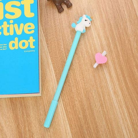 Penna Gel Unicorno Cartoon 3D Cancelleria In Plastica Con Topper In Silicone Per Ufficio E Studenti Inchiostro Nero