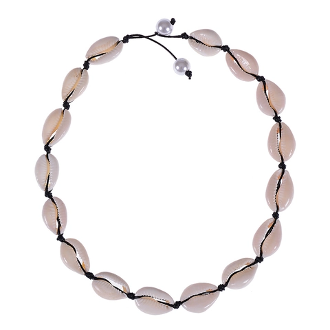 Handgemaakte Natuurlijke Schelp Ketting Choker Waskoord Verstelbaar Boheems Strand Tropische Sieraden Voor Dames