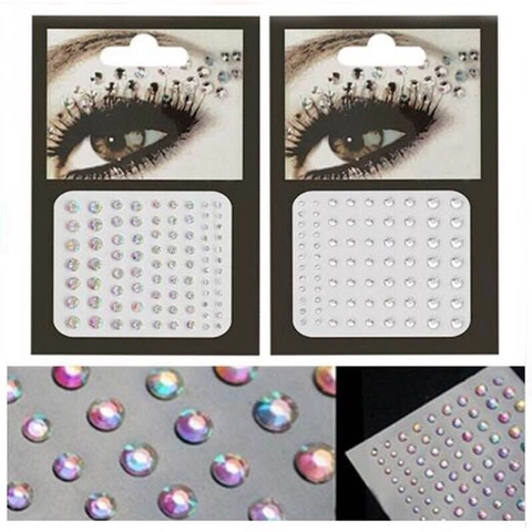 Autocollants Strass Yeux Auto-Adhésifs Gemmes Visage Bijoux Acrylique Cristal Künstliche Perles Pour Maquillage Festival Fête Rave Décoration