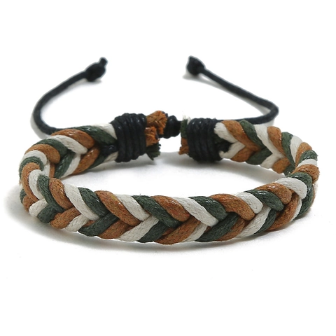 Handwoven Wax Cord Bracelet Adjustable Colorful Ethnic Style Casual Accessory For Couples Students Unisex