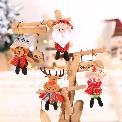 Decorazioni Per Albero Di Natale Bambole Appese Babbo Natale Pupazzo Di Neve Renna Orso Peluche Lino Quadri Arredo Festa