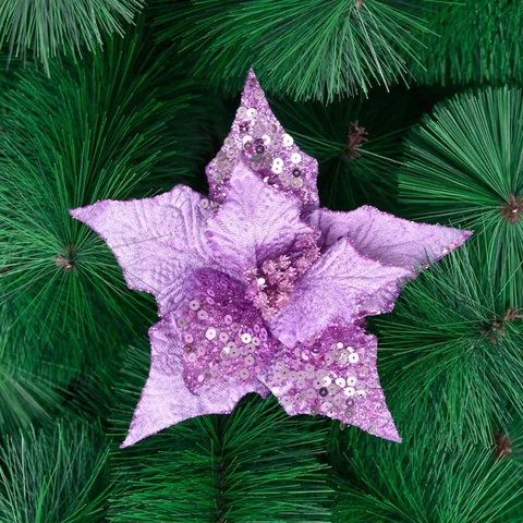 Fiori Di Natale Artificiali Viola Glitter Poinsettia Decorazioni Per Albero Matrimonio Festa Ornamento Festivo